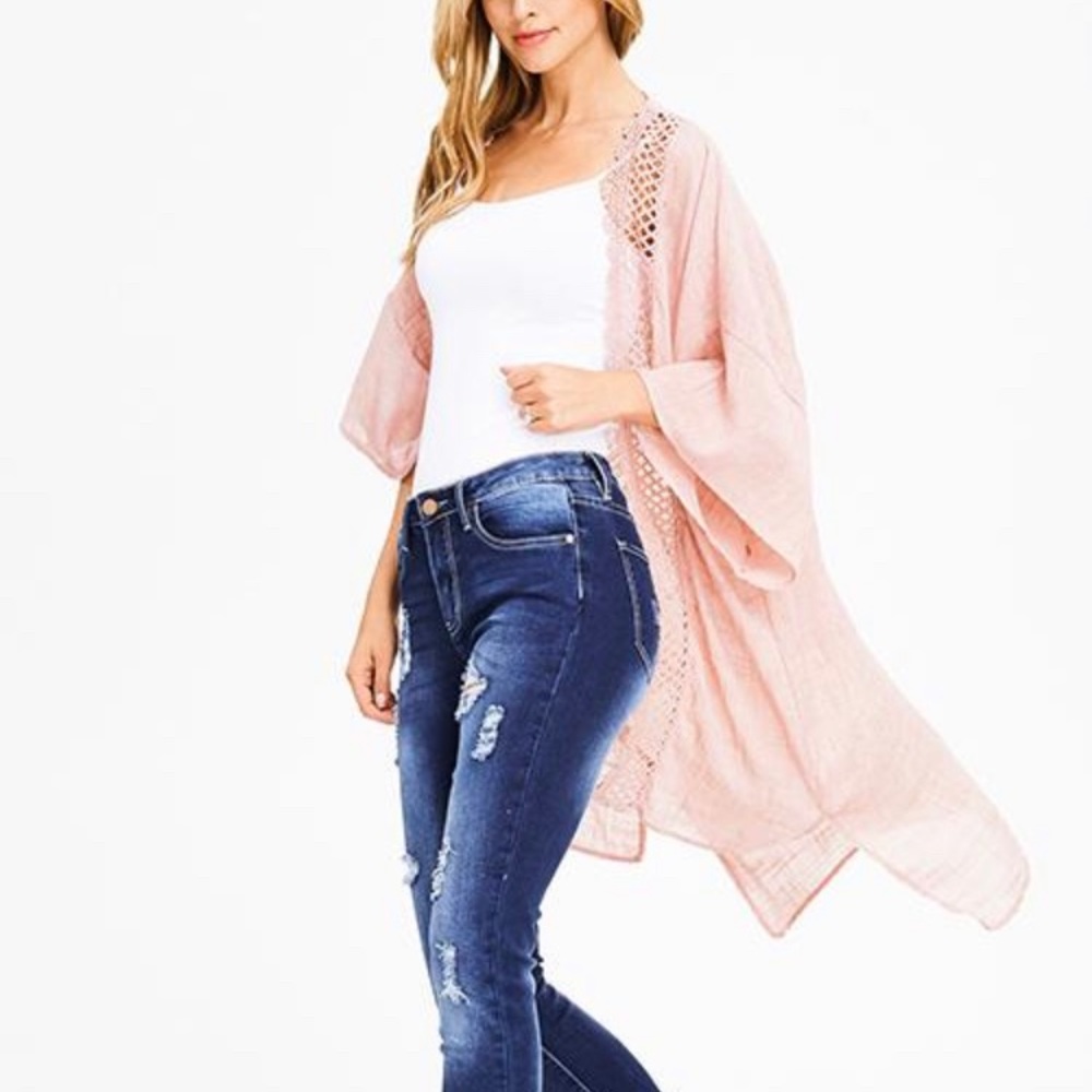 Boho Crochet Trim Kimono